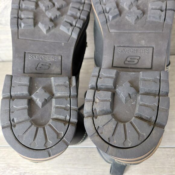 Skechers Laramie 2 Engineer Boots Womens 10 Black Leather Platform Combat Moto - Picture 10 of 12